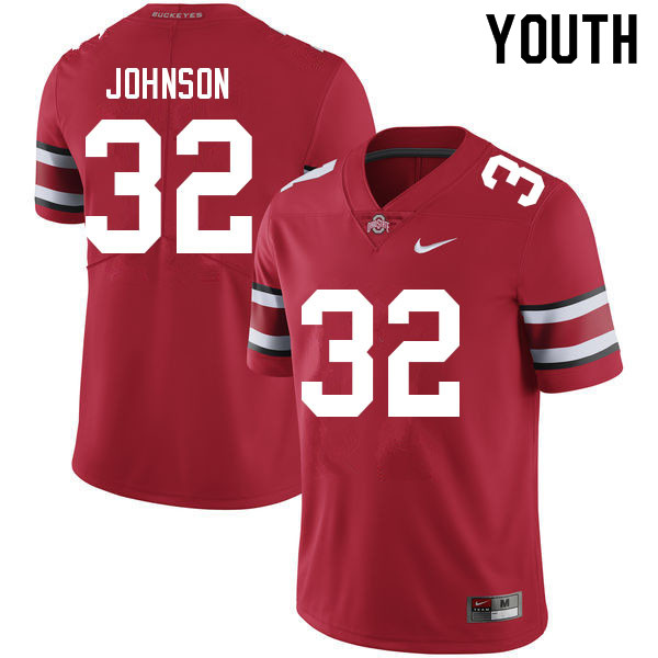 Ohio State Buckeyes Jakailin Johnson Youth #32 Red Authentic Stitched College Football Jersey